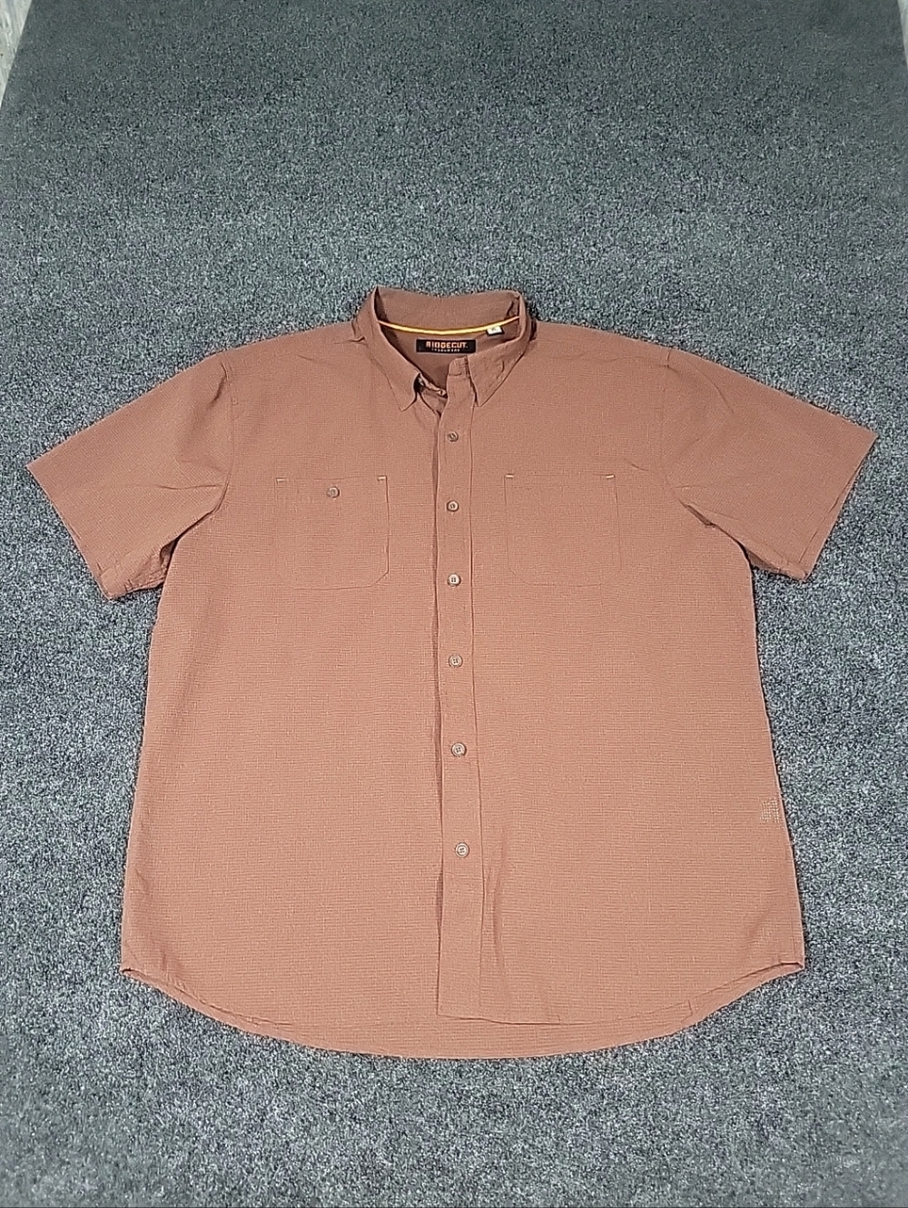 Ridgecut Toughwear Shirt Men’s XL Rust Short Sleeve Button Down Hiking Fishing